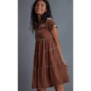 Maeve By Anthropologie Harper Crushed Velvet Tunic Mini Dress Sz XS
